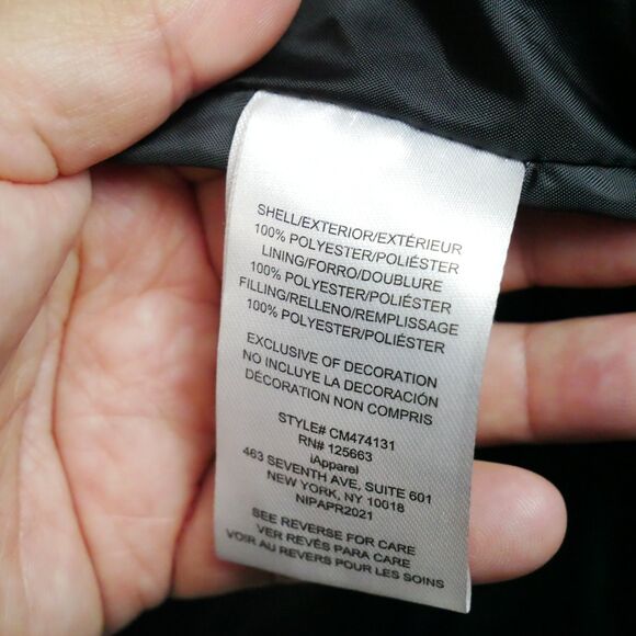 Cherokee Mens Size L  Black w Blue Hooded Puffer Jacket Full Zip - Picture 4 of 12